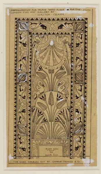 <p>Walter Crane, Design for an inlaid wood floor at the South London Fine Art Gallery. © Victoria and Albert Museum, London.</p>

