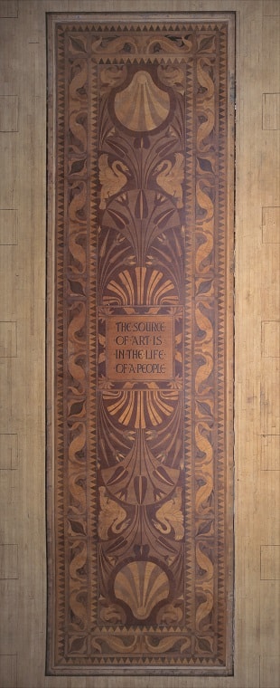 <p>Walter Crane, inlaid wooden floor panel, SLG.</p>
