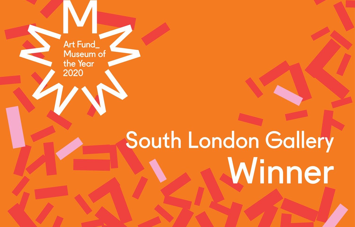 Art Fund Museum of the Year South London Gallery Winner graphic with confetti