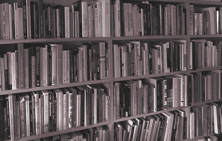 Shelves filled with books in a library